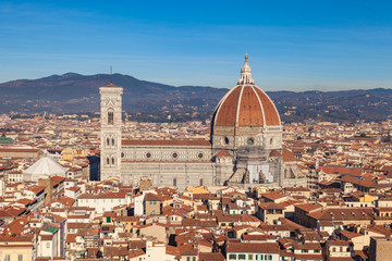 Fototapeta na wymiar Cathedral of Santa Maria del Fiore, view from the Piazza della Signoria, Florence, Tuscany, Italy