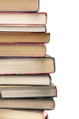 stack of different books on a white background