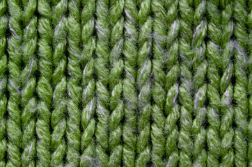 Green Knit Texture Close-Up. Knit Sweater Blank Background