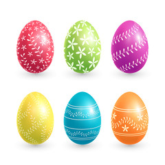 Collection of Easter eggs with floral ornament. Vector eps 10