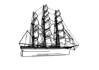 sketch ship of a sailboat vector