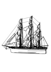 sketch ship of a sailboat vector