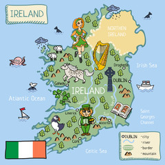 cartoon map of Ireland