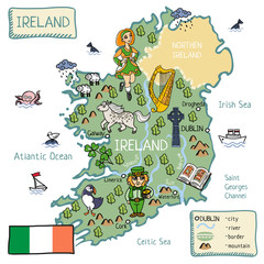 cartoon map of Ireland