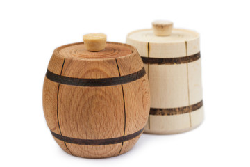 Wooden barrels isolated on white