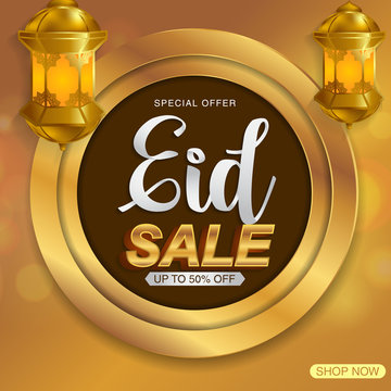 Vector illustration sale poster,banner or flyer of eid mubarak