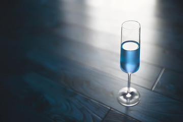 blue cocktail in the restaurant glass of drink alcohol drink
