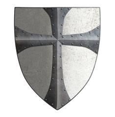 Ancient templar or crusader metal shield 3d illustration