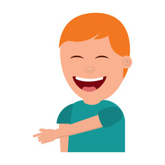 young man smiling pointing gesture vector illustration
