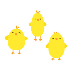 Set of cartoon chickens