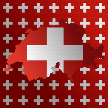 Swiss flag with a contour of borders