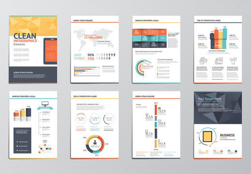 Geometric Element Eight Page Infographics Kit