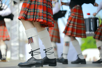 feet in Scottish skirts, the Scottish National Orchestra plays on St. Patrick's Day, holiday...
