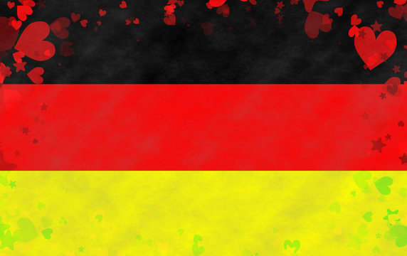 Illustration of a German flag with small hearts as a frame
