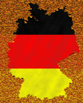 Illustration of a German flag with a contour of border