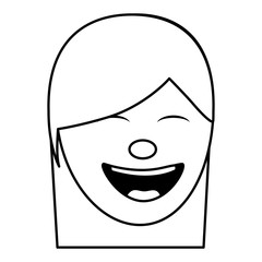 cartoon face woman happy laughing character vector illustration thin line image