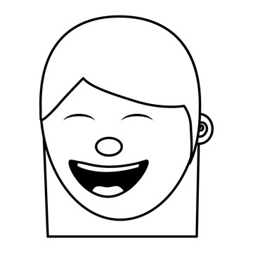 cartoon face woman happy laughing character vector illustration thin line image
