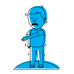 man bored by a joke discharge electric vector illustration blue image