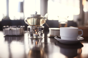 tea service in the cafe, a cup of tea