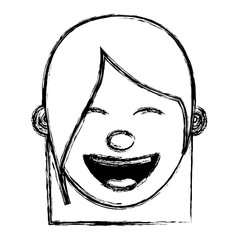 cartoon face woman happy laughing character vector illustration sketch image