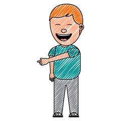 young cartoon smiling man enjoy vector illustration drawing image