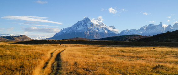 Mountain View on the Torres des Paine hike in Patagonia, Chile.