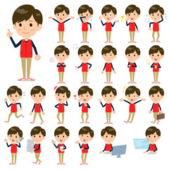 Store staff red uniform men_1