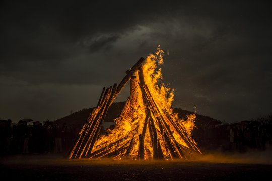 Awesome Easter / Bonfire in North Rhine-Westphalia in Germany. Osterfeuer