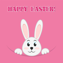 Easter rabbit on pink background, greeting Happy Easter card,stock vector illustration