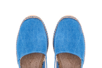 Espadrilles blue color view from above