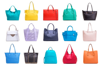 A collection of various women's bags.