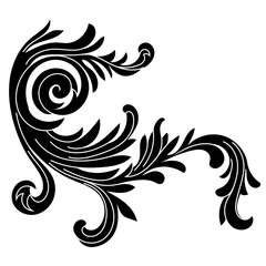 Vintage baroque ornament, corner. Retro pattern antique style acanthus. Decorative design element filigree calligraphy vector. - stock vector