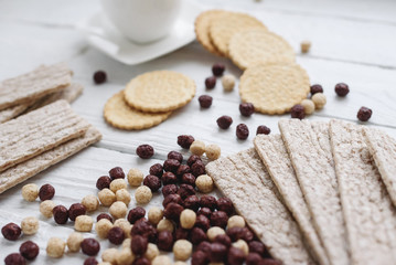 Dry rice diet breads. Healthy eating.