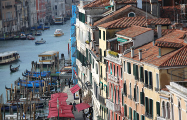 Fototapeta na wymiar Venice Italy Grand Canal with many houses from an unusual view