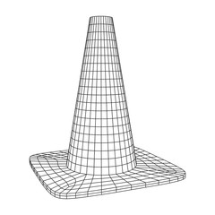 Traffic cone. Road sign wireframe low poly mesh vector illustration. Under construction concept.