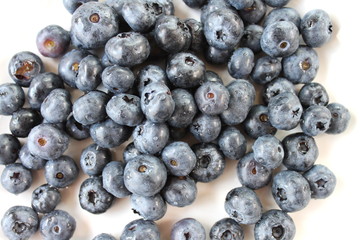 Freshly washed blueberries close up.