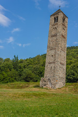 Fototapeta na wymiar the solitary medieval stone bell tower of Saint Martin called 