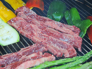Bovine rib on the grill