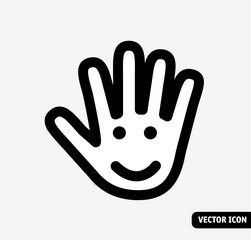 Nice touch smile black and white icon.