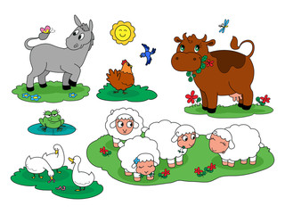 Cartoon cute farm animals collection 1
