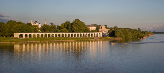 Yaroslav Dvorishche and Torg, view from the river, Veliky Novgorod (Ярославово Дворище и Торг, вид с реки,Великий Новгород)