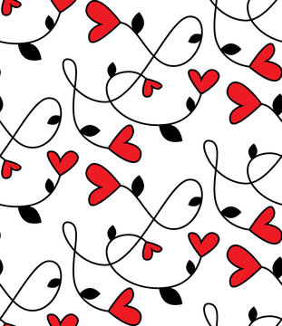 Seamless Vector Patterns Branches With Hearts
