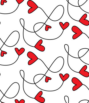 Seamless Vector Patterns Branches With Hearts
