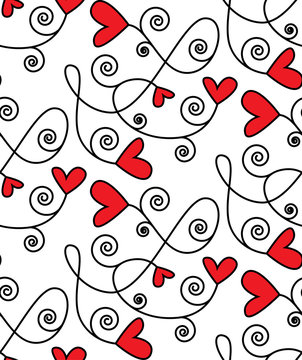 Seamless Vector Patterns Branches With Hearts
