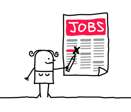 Cartoon Woman Looking for a Job
