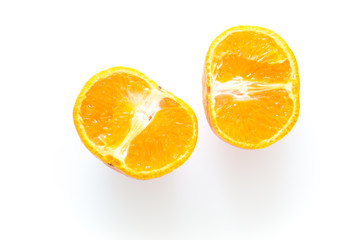 Fresh, juicy tengerines on the white background