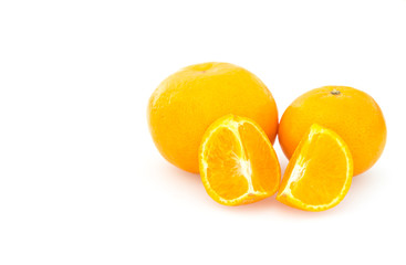 Fresh, juicy tengerines on the white background