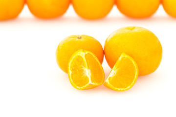 Fresh, juicy tengerines on the white background