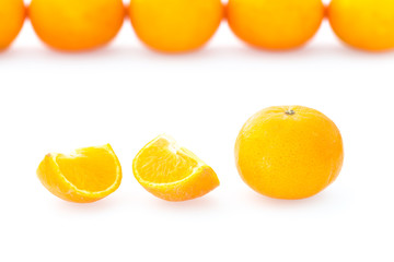Fresh, juicy tengerines on the white background