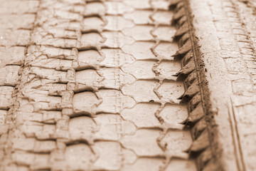 car tracks on the ground